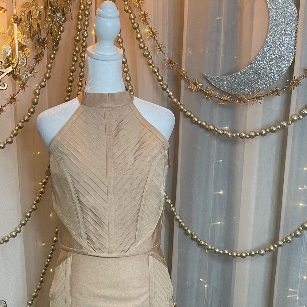 Lipsy Metallic Tan Halter Top